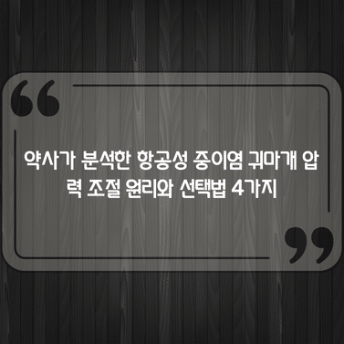 약사가 분석한 항공성 중이염 귀마개 압력 조절 원리와 선택법 4가지 1 약사가 분석한 항공성 중이염 귀마개 압력 조절 원리와 선택법 4가지